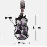 Colar raposa pendente de obsidiana título por defeito