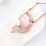 Colar raposa rosa prata e pérola rosa