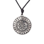 Colar viking símbolo mágico corda prateada