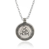 Colar viking valknut corrente de prata