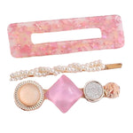 Conjunto de 3 ganchos de cabelo cor-de-rosa valor por defeito título