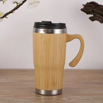 Copo térmico de madeira 500ml com pega