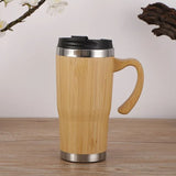 Copo térmico de madeira 500ml com pega