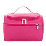Estojo de maquilhagem com múltiplos bolsos rosa escuro
