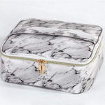 Estojo de maquilhagem estilo mármore branco 2