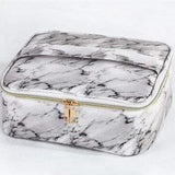 Estojo de maquilhagem estilo mármore branco 2