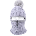 Gorro balaclava cinzento com pompon título por defeito
