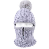 Gorro balaclava cinzento com pompon título por defeito