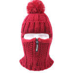 Gorro balaclava vermelho escuro com pompon título por defeito