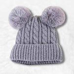 Gorro com 2 pompons cinzento