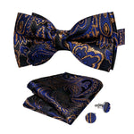 Laço azul-dourado azul real e ouro paisley