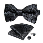 Laço preto e cinzento preto e cinzento paisley