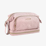 Necessaire com 3 compartimentos cor-de-rosa