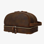 Necessaire de couro vintage masculino castanho escuro