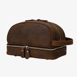 Necessaire de couro vintage masculino castanho escuro