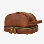 Necessaire de couro vintage masculino castanho