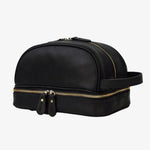 Necessaire de couro vintage masculino preto