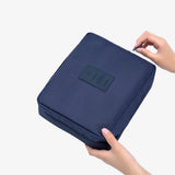 Necessaire feminino com 2 compartimentos azul escuro