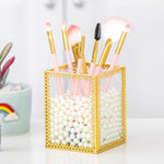 Organizador de maquilhagem com pérolas decorativas pote único - vazio