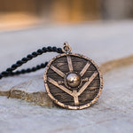Pingente escudo lagertha bronze valor por defeito título