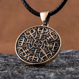 Pingente vegvísir nórdico em bronze valor por defeito título