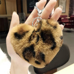 Porta-chaves coração leopardo turquesa cáqui