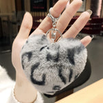 Porta-chaves coração leopardo turquesa cinzento