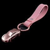 Porta-chaves de couro para carro rosa