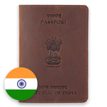 Porta-passaporte índia castanho