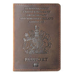 Porta-passaporte reino unido castanho