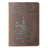 Porta-passaporte reino unido castanho