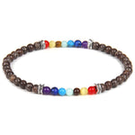 Pulseira 7 chakras com pérolas naturais madeira / 17 cm