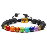 Pulseira 7 chakras pedras naturais dourado