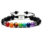 Pulseira 7 chakras pedras naturais prata