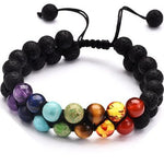 Pulseira ajustável 7 chakras pedra de lava