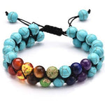 Pulseira ajustável 7 chakras turquesa