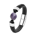 Pulseira ametista e couro