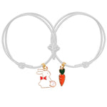 Pulseira amizade coelho e cenoura branco