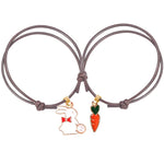 Pulseira amizade coelho e cenoura castanho