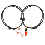 Pulseira amizade coelho e cenoura preto