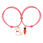 Pulseira amizade coelho e cenoura vermelho