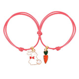 Pulseira amizade coelho e cenoura vermelho
