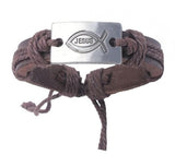 Pulseira amo jesus ichthys castanho