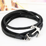 Pulseira âncora aço e cordão preto