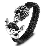 Pulseira âncora caveira mexicana prata