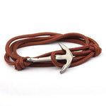 Pulseira âncora de corda castanha castanho