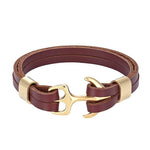 Pulseira âncora de cordão castanho ouro