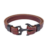 Pulseira âncora de cordão castanho preto
