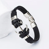 Pulseira âncora de couro castanho preto