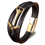 Pulseira âncora de couro